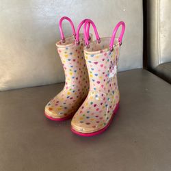 Size 7 Toddler Rain Boots Girl Polka Dots