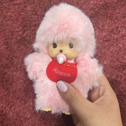 Pink Monchichi Keychain 