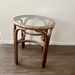 Vintage Bamboo Glass Top Coffee Table 