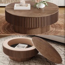 Brand new Round coffee table with storage inside