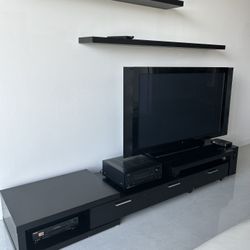 Modern Tv Stand Expandable Black.
