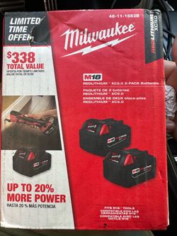 Milwaukee 5.0 batteries 2pk