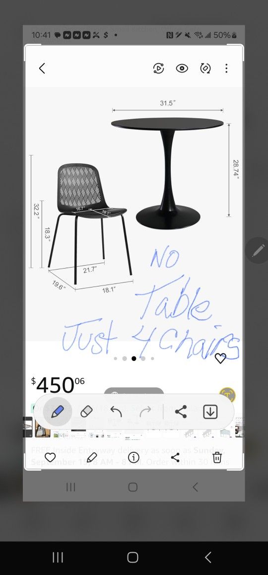 Mid Century Modern 4 Chairs (No table)