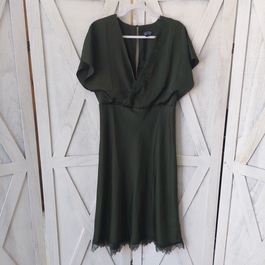Olive Green Crossover Slip Dress