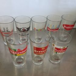 Budweiser Retro Glasses Complete Set Of 8