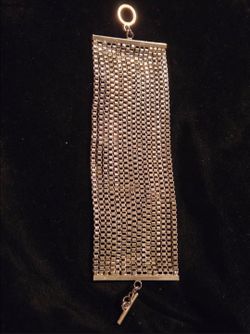 Vintage MULTI-ROW box chain BRACELET - featuring a toggled clasp