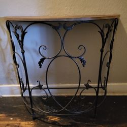 Wood And Black Metal Console Table