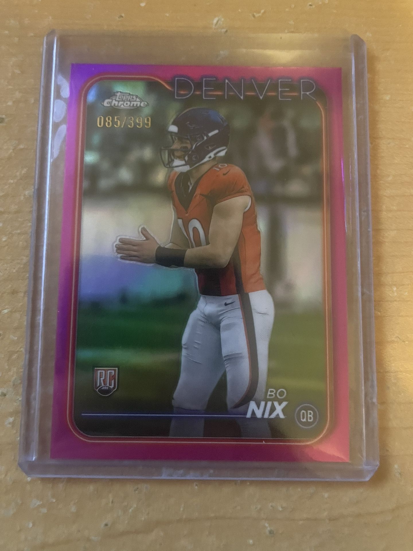 2024 Topps Chrome - Rookies Bo Nix #206 Pink Refractor (RC) 158/399