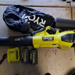 RYOBI

40V HP Brushless 100 MPH 600 CFM Cordless Leaf Blower/Mulcher/Vacuum with (2) 4.0 Ah Batteries and Charger