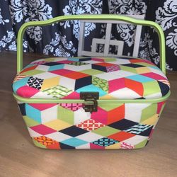 Brand New Colorful Sewing Box Cloth Padded Basket With Handle 13” x 8” x 7”