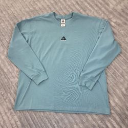 Nike ACG Lungs Long-Sleeve T-Shirt Teal Embroidered Logo Loose Fit Large