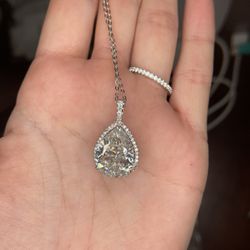 11 Carat Pear Shape Moissanite Diamond Necklace