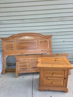 Queen bed and night stand