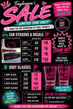 Sale for car stickers decals and shot glasses