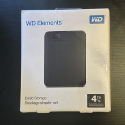 WD Elements 4TB Portable External Hard Drive *New *