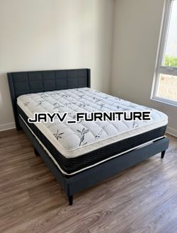 New queen bed frame with mattress