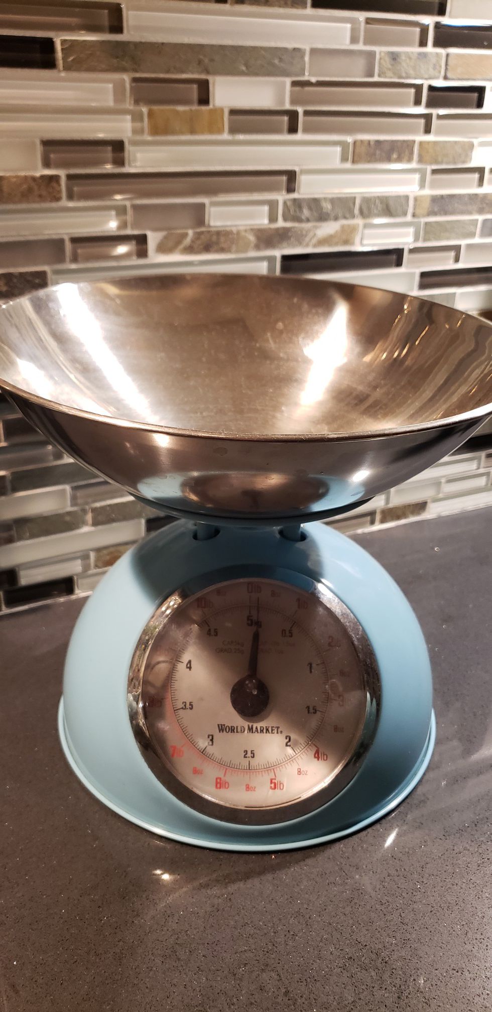 Pier 1 turquoise teal working kitchen scale