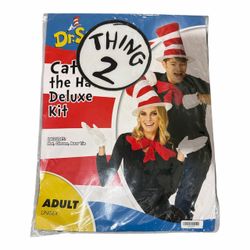 Dr. Seuss Cat In The Hat Deluxe Kit Halloween Costume. •Adult Unisex Size (New) *Hat *Gloves *Bow Tie.