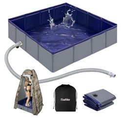 41" x 41" x 10" Outdoor Shower Base with Detachable Drain Pipe