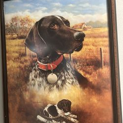 Signed Larry Chandler German Shorthair Hunting Dog Wall Art 