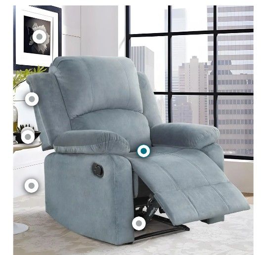 Phoenix Home Fabric Manual Recliner Chair for Adults, Comfy Reclining Chairs with Overstuffed Arm and Back, Single Sofa for Living Room, Grey I'm