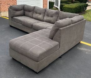 Dark Grey Sectional Couch Set With Sleeper Bed
