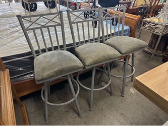 Set of 3 Bar Stools, Counter Height Swivel Chairs