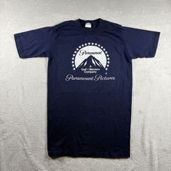 Vintage 80s Paramount Studios Hollywood Men’s S Blue T Shirt Movie Tee 70s#3196