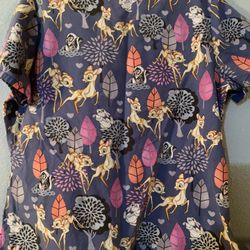 Disney Bambi  Scrub Top Thumper Flower Faline Size Large