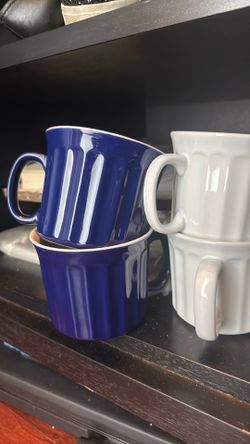 Oversized Coffee Cups, 12 (Navy and White)