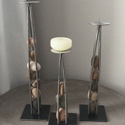 Festa & Co Steel & Stone Candleholders