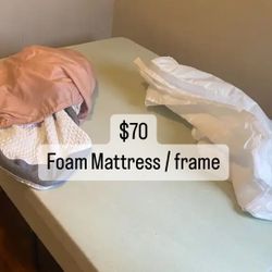 Queen Foam Mattress Bed  Box Spring Base Frame 