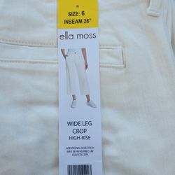 Ella Moss White Wide Leg Crop High rise 