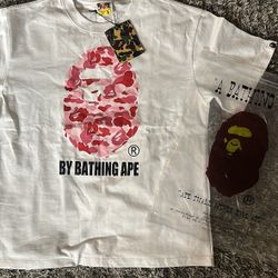 White and Pink Bape Shirt
