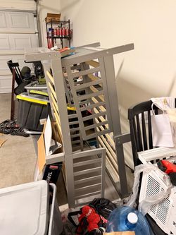 2 gray toddler beds