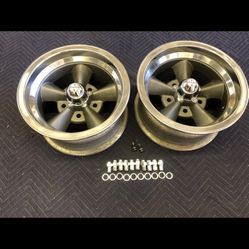 (2) VINTAGE POLISHED LIP 14x7 JAPAN TORQ- THRUST 5ON5  VERY RARE