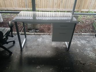 Grey Office Desk with Two Drawers