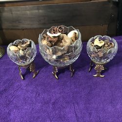 3 Crystal Decor Bowls 
