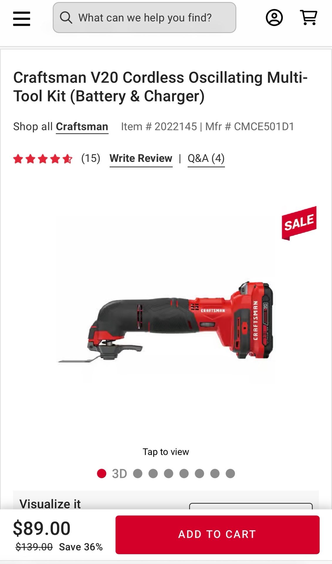 CRAFTSMAN V20 Cordless 20-volt Max Variable Speed 12-Piece Oscillating Multi-Tool Kit Pickup only