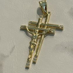 Double Cross with Jesus Pendant