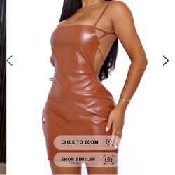 Leather dress/fashion nova/brown leather