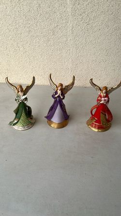 Set of 3 Angel Figurines with Gold Accents