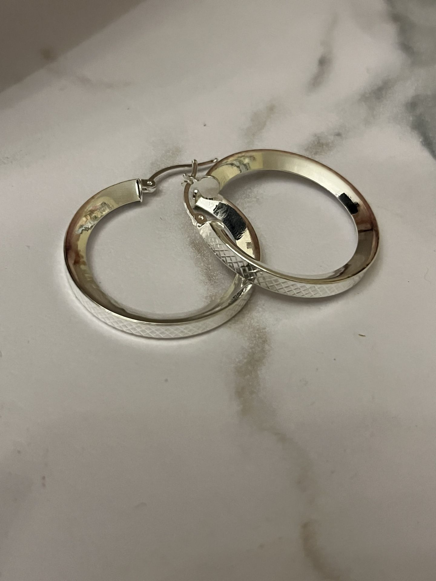 Sparkle Cut Hoop Earrings Silver .925