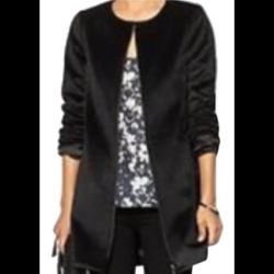 Pim + Larkin Black Faux Pony Hair Coat
