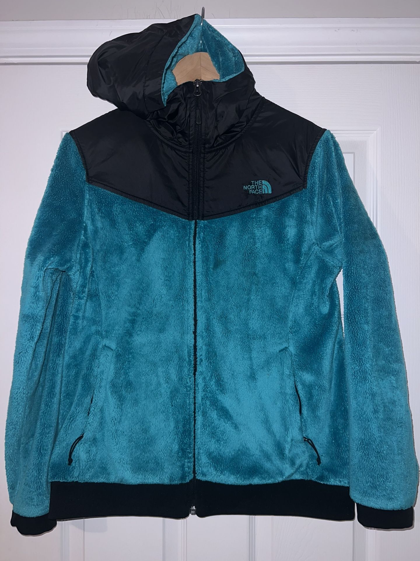 The North Face Osito Hooded Fleece Full Zip Jacket Green Womens Size L