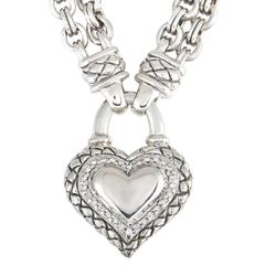 FREE SHIPPING! Scott Kay Discontinued 925 Silver Diamonds Heart Double Chain Necklace 18” 