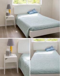 Pottery Barn White Bed + Mattress + Nightstand