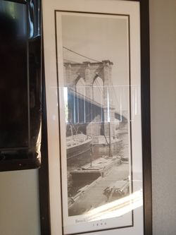Wall Frame Art Brookly bridge 1890's 19x43" set of 4 $100