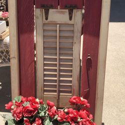 Window Shutter With 2 Little Pots With Flowers 
