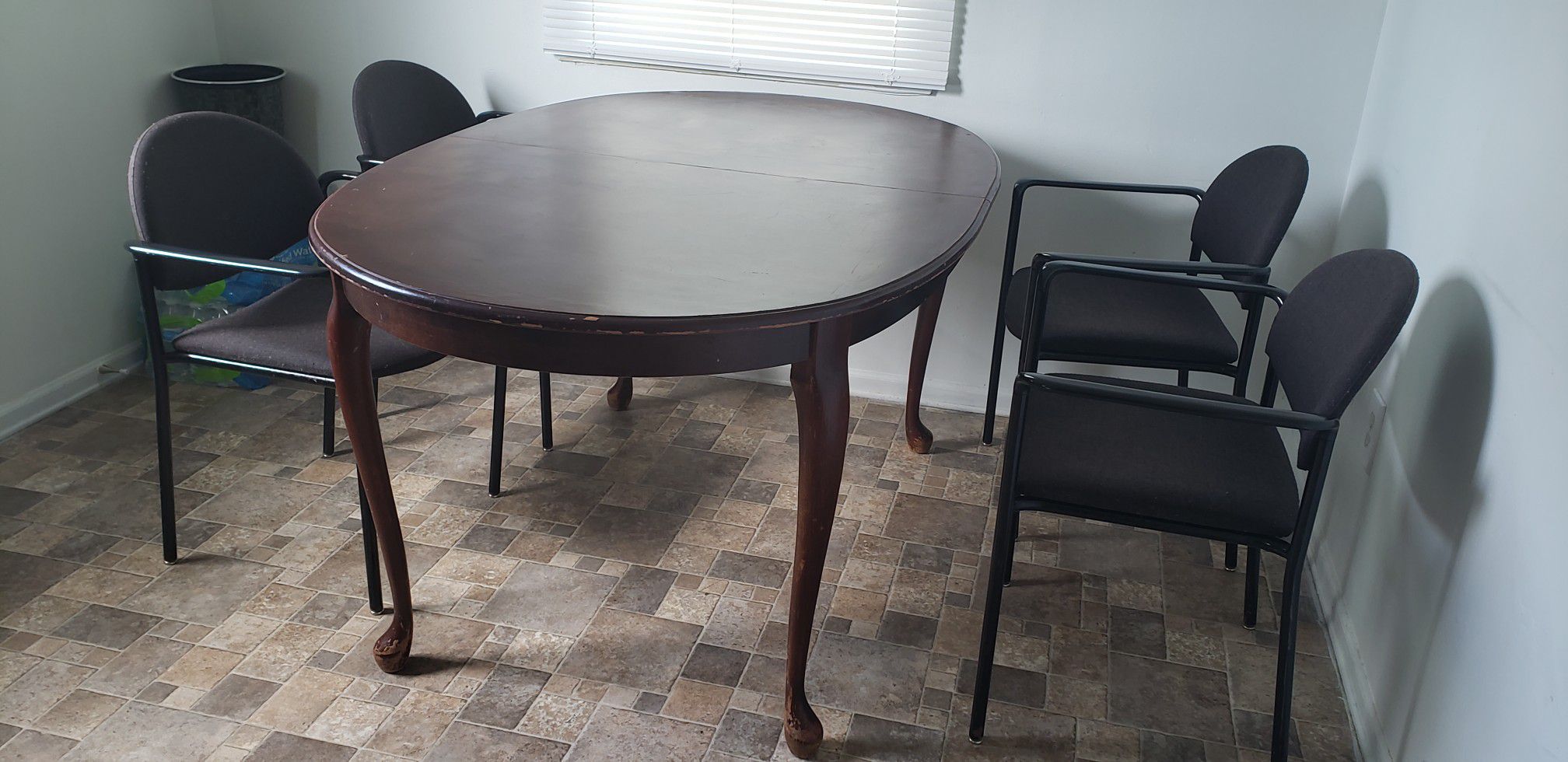 Clean dining table with chairs